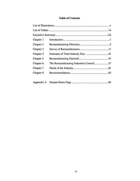 Front Page and Table of Contents Sample .